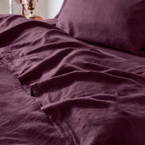 Berry 100% Linen Flat Sheet