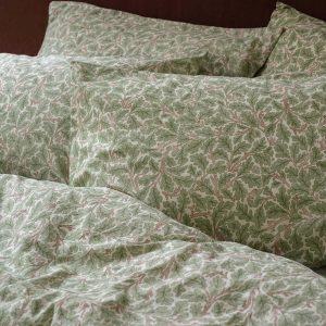Leafy Arbour Oak Washed Cotton Percale Pillowcases (Pair)