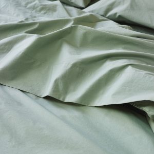 Mellow Green Washed Cotton Percale Flat Sheet