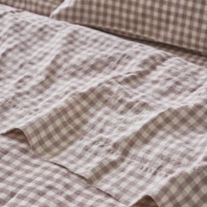 Elderberry Gingham Linen Blend Flat Sheet