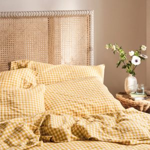 Honey Gingham Linen Blend Pillowcase (Pair)