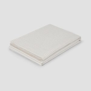 Oatmeal Stripe Linen Blend Flat Sheet