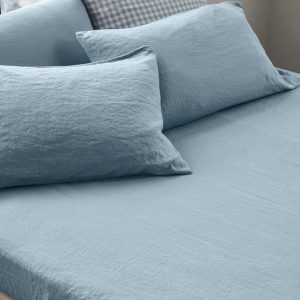 Dusk Blue Linen Blend Fitted Sheet