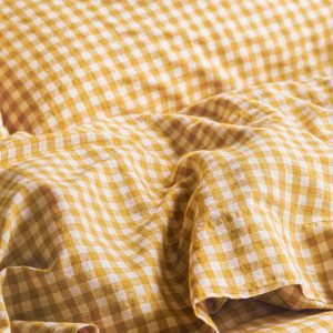 Honey Gingham Linen Blend Flat Sheet