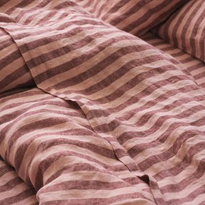 Rhubarb & Rose Pembroke Stripe 100% Linen Flat Sheet