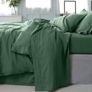 Elm Green Linen Blend Flat Sheet