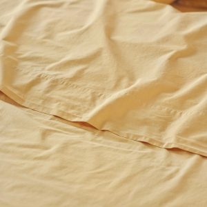 Butter Yellow Washed Cotton Percale Flat Sheet