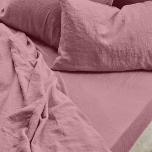 Raspberry 100% Linen Fitted Sheet