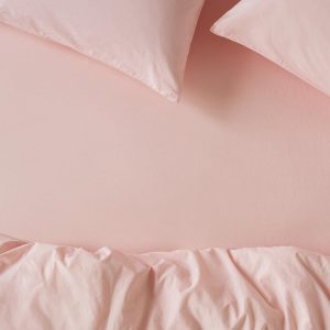 Poetic Pink Washed Cotton Percale Fitted Sheet