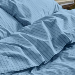 Pale Blue Favorite Shirt Stripe Cotton Flat Sheet