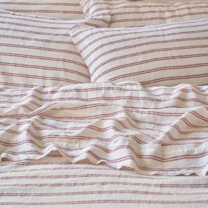 Rhubarb Kemptown Stripe Linen Blend Pillowcase (Pair)