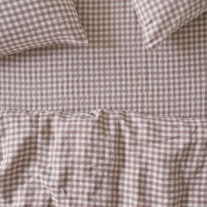 Elderberry Gingham Linen Blend Fitted Sheet