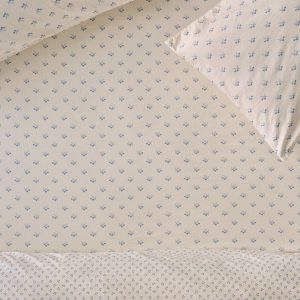 Cove Blue Martha Floral Cotton Fitted Sheet
