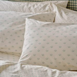 Mellow Green Martha Floral Cotton Pillowcases (Pair)