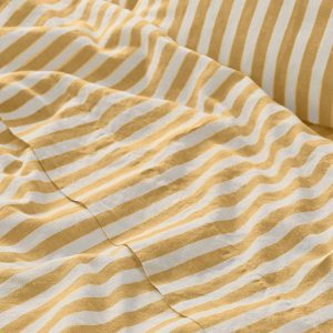 Honey Pembroke Stripe Linen Blend Flat Sheet