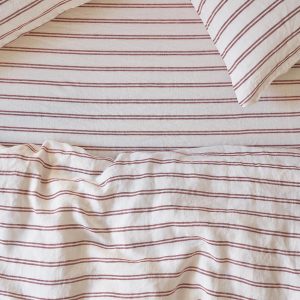 Rhubarb Kemptown Stripe Linen Blend Fitted Sheet
