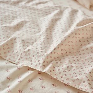 Dusty Pink Martha Floral Cotton Flat Sheet