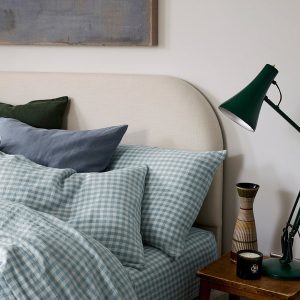 Warm Blue Gingham 100% Linen Pillowcases (Pair)