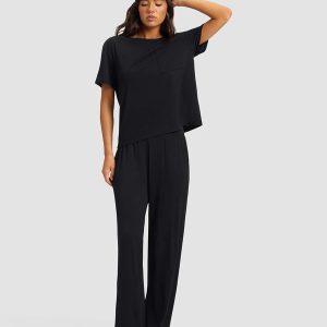Women's Bamboo Stretch-Knit Lounge Tee & Pants Set
