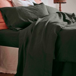 Fern Green Linen Blend Flat Sheet