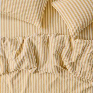 Honey Pembroke Stripe Linen Blend Duvet Cover