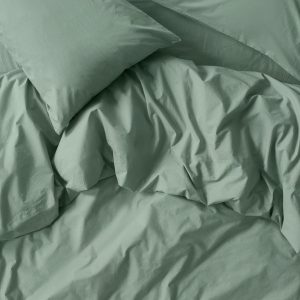 Mellow Green Washed Cotton Percale Duvet Cover