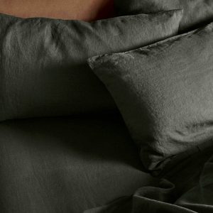 Fern Green Linen Blend Fitted Sheet