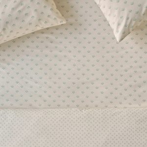 Mellow Green Martha Floral Cotton Fitted Sheet