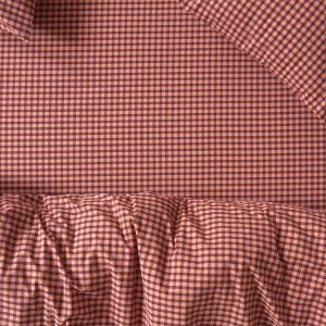 Fig & Blush Pink Gingham Washed Cotton Percale Fitted Sheet