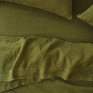 Botanical Green Linen Blend Fitted Sheet