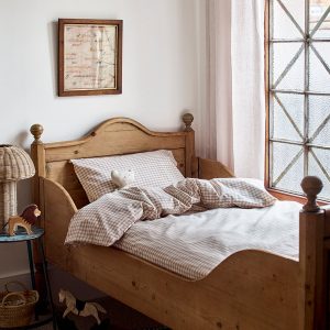 Café au Lait Gingham Kids Cotton Bedding Set