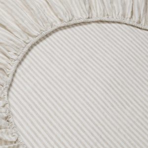 Oatmeal Stripe 100% Linen Fitted Sheet