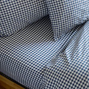 Indigo Small Gingham Cotton Fitted Sheet