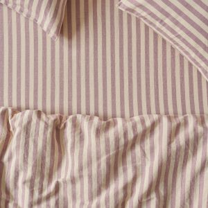 Elderberry Pembroke Stripe Linen Blend Fitted Sheet