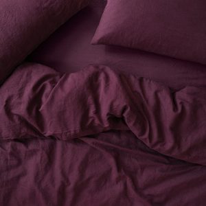 Berry 100% Linen Duvet Cover
