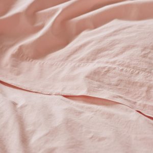 Poetic Pink Washed Cotton Percale Flat Sheet