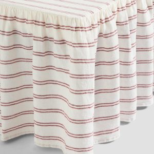 Rhubarb Kemptown Stripe Linen Blend Bed Skirt