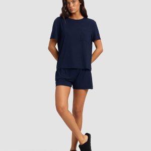 Women's Bamboo Stretch-Knit Lounge Tee & Shorts Set