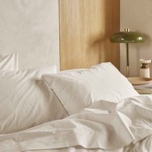 Mindful Cream Washed Cotton Percale Pillowcases (Pair)