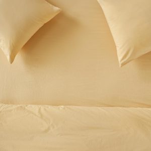 Butter Yellow Washed Cotton Percale Fitted Sheet
