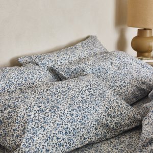 Blue Mini Meadow Cotton Pillowcases (Pair)