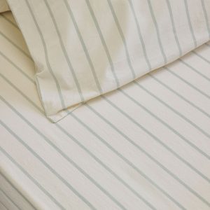 Mellow Green Slumber Stripe Cotton Fitted Sheet