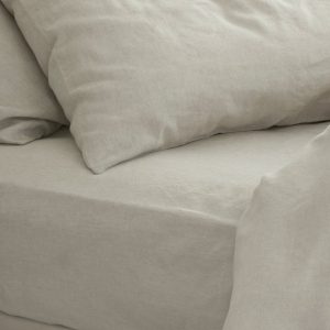 Oatmeal Linen Blend Fitted Sheet