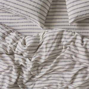 Ivory Kemptown Stripe 100% Linen Duvet Cover