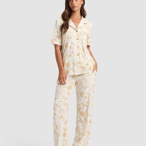 Women's Bamboo Stretch-Knit Short Sleeve & Pant Pajama Set - Last Chance