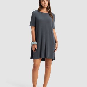 Women's Bamboo Rib-Knit Boyfriend Sleep Dress