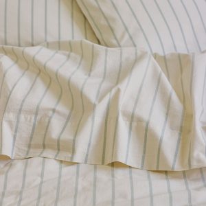 Mellow Green Slumber Stripe Cotton Flat Sheet