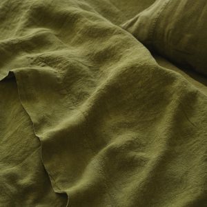 Botanical Green Linen Blend Flat Sheet