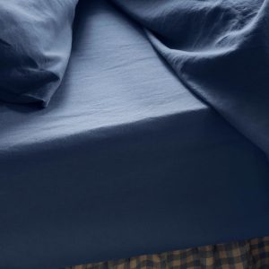 Blueberry Linen Blend Fitted Sheet