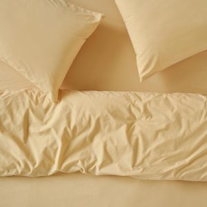 Butter Yellow Washed Cotton Percale Duvet Cover